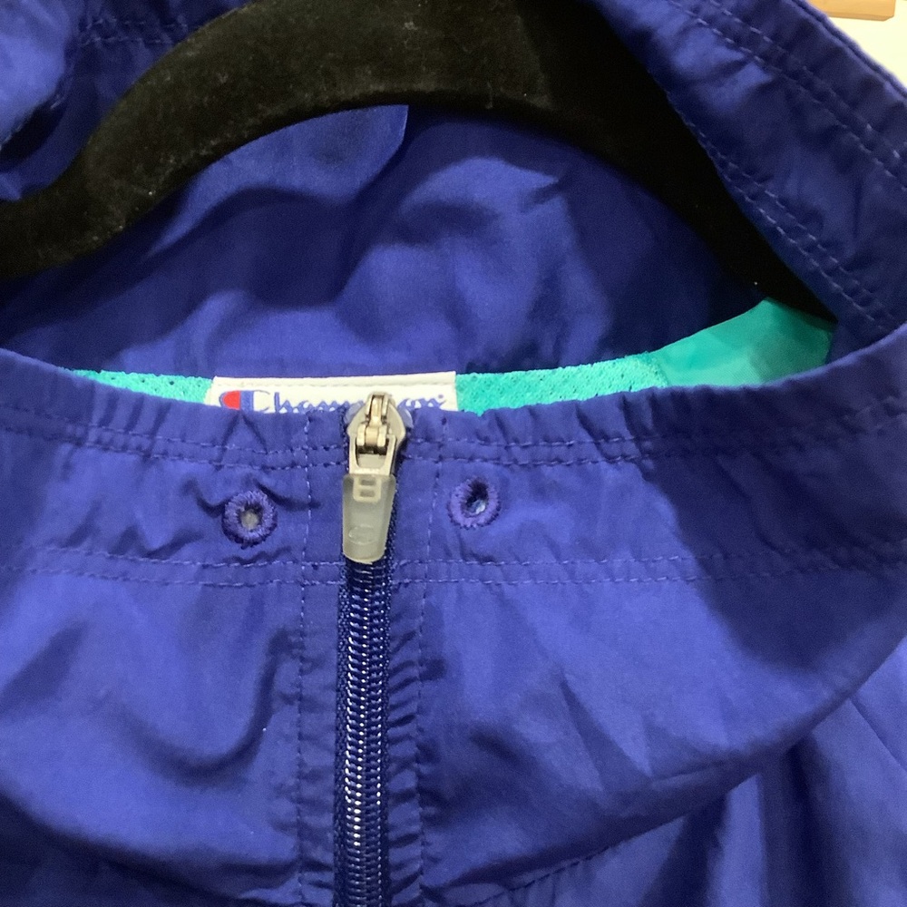 Vintage Y2K Champion Blue Teal White Colour Block Zippered Jacket Size XL - Picture 7 of 13